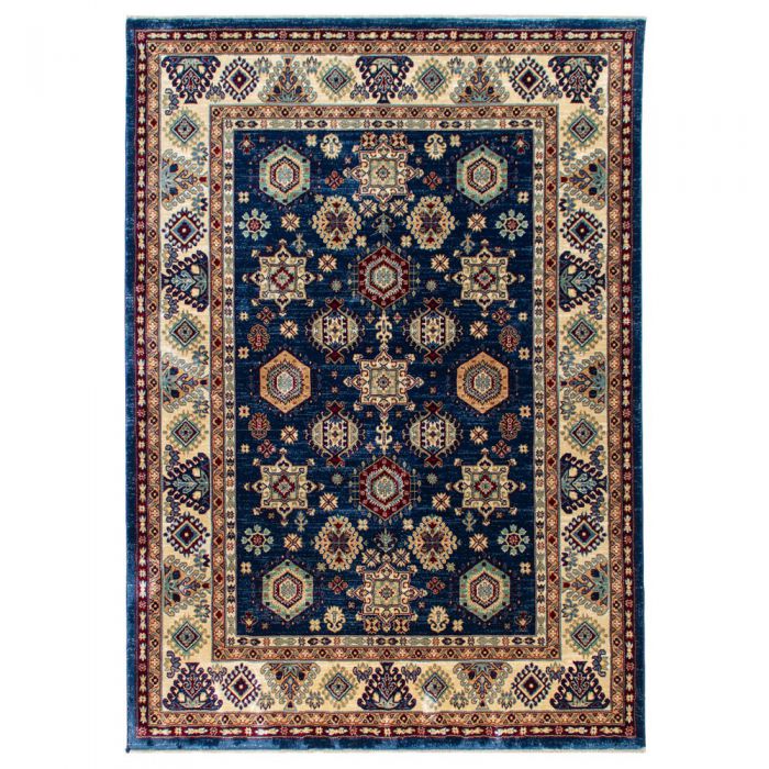 60x100 cm Hochwertiger Orientteppich Seidenimitat Kurzflor Blau MY1349