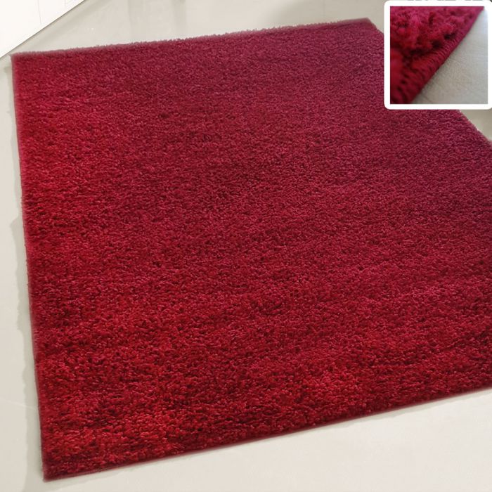 30 mm Shaggy Hochflor Teppich Rot Einfarbig Uni M380