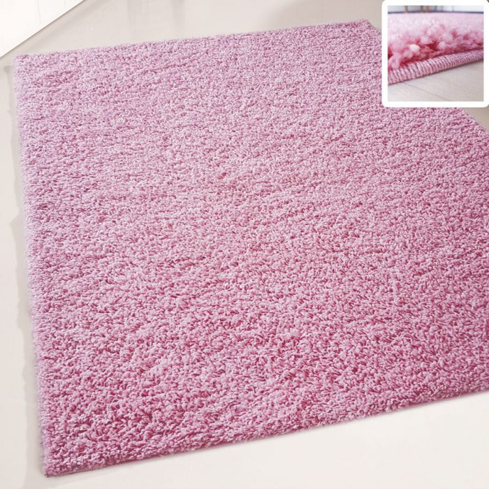 30 mm Shaggy Hochflor Teppich Rosa Einfarbig Uni M380