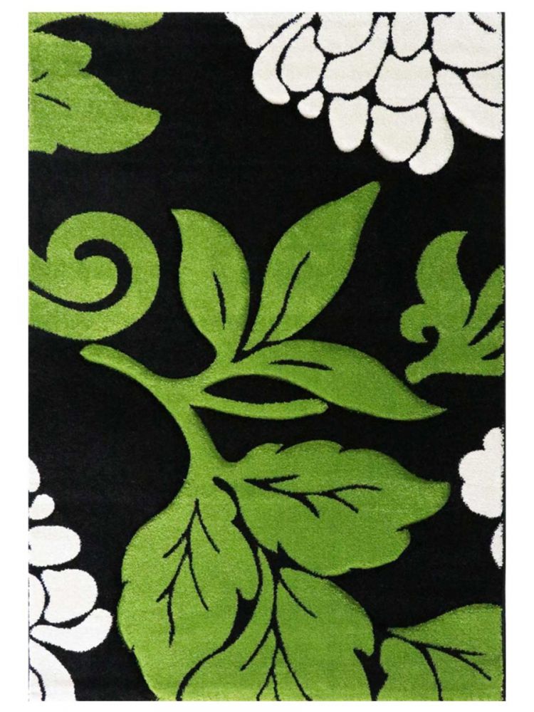 Waschbarer Teppich Grün | Einfarbig Meliert aus Polyester