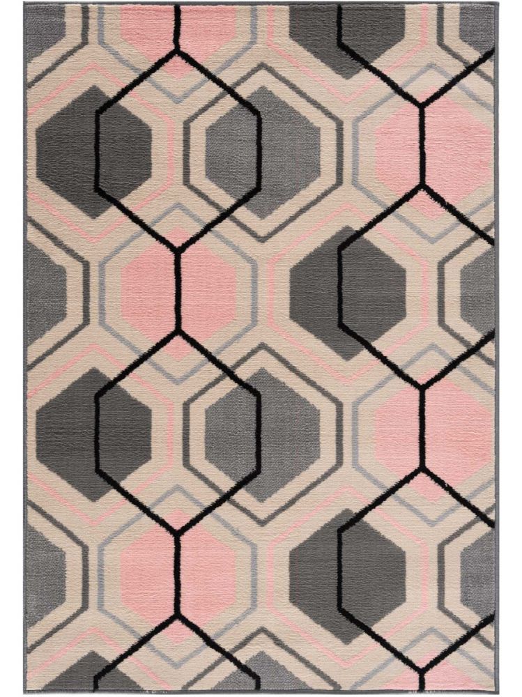 Designer Kurzflor mit Boho Bunt Indian Teppich Fransen Muster