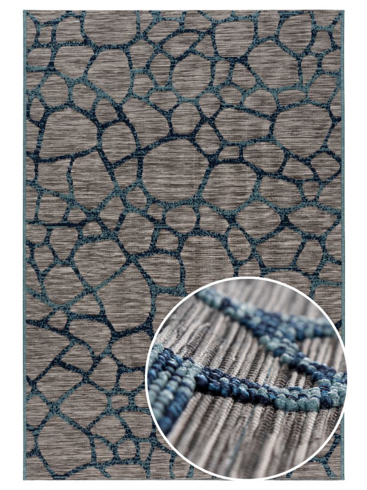 Outdoor-Teppich Grau | 3D Größen Florales Muster div. Design