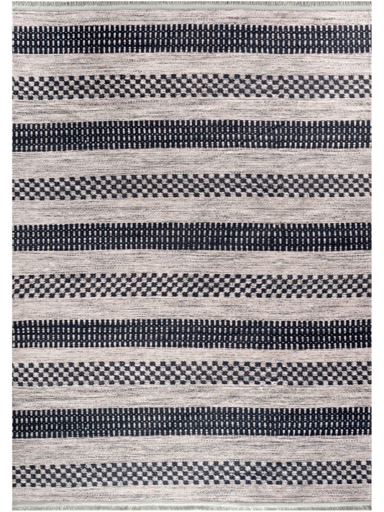 Waschbarer Teppich Dunkel Polyester aus | Meliert Grau Einfarbig
