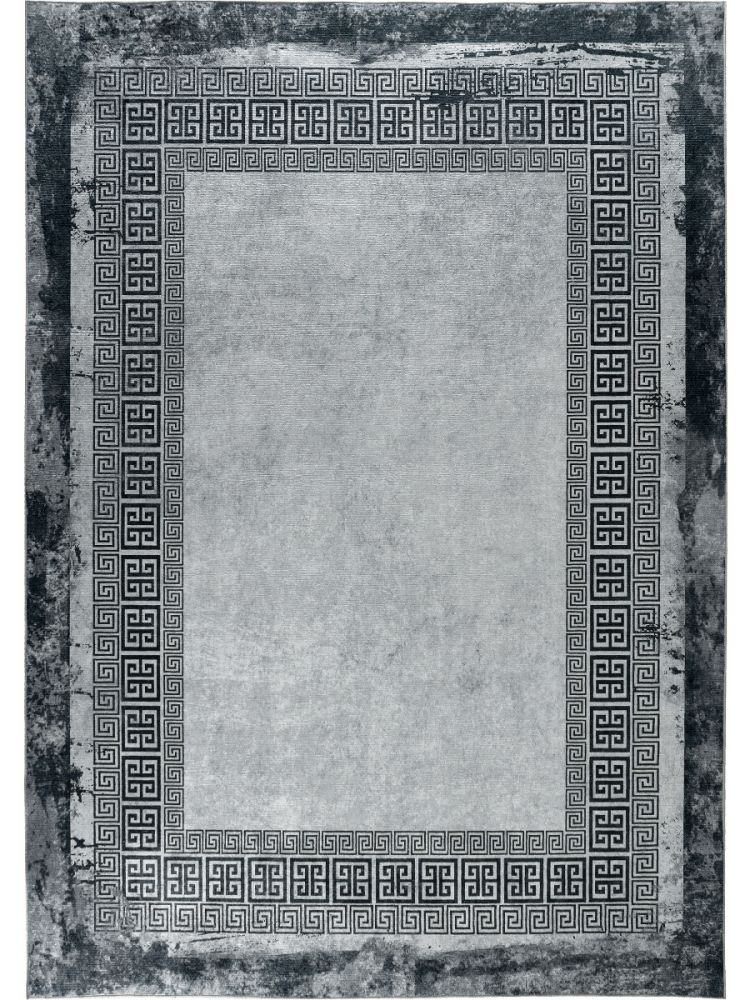 Waschbarer Teppich | Schwarz Bordüren div. Größen Muster