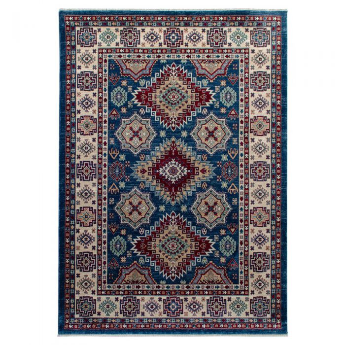 60x100 cm Hochwertiger Orientteppich Seidenimitat Kurzflor Blau MY1354