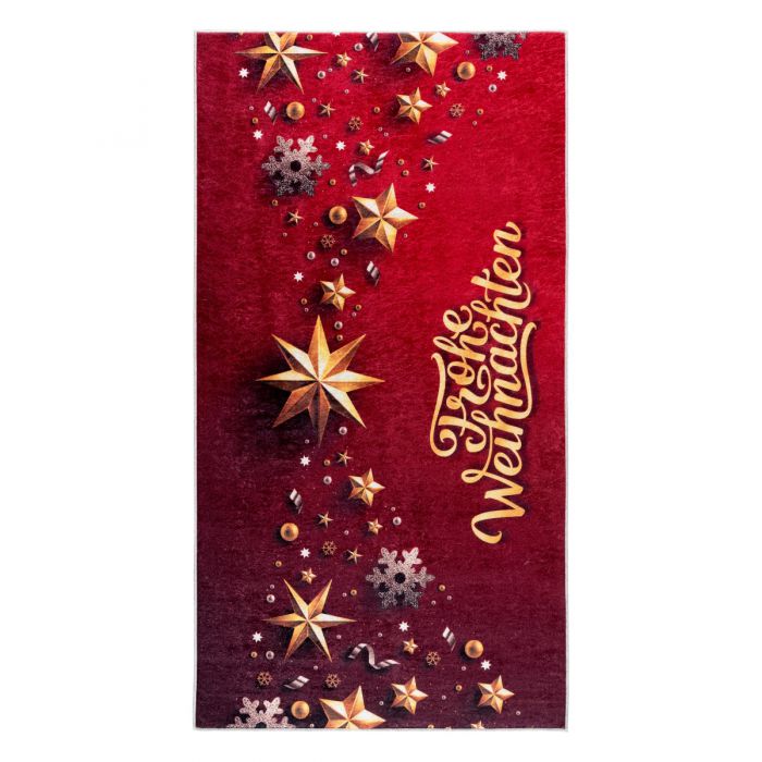 Waschbarer Teppich Premium Weihnachtsmotiv Rot MY1224