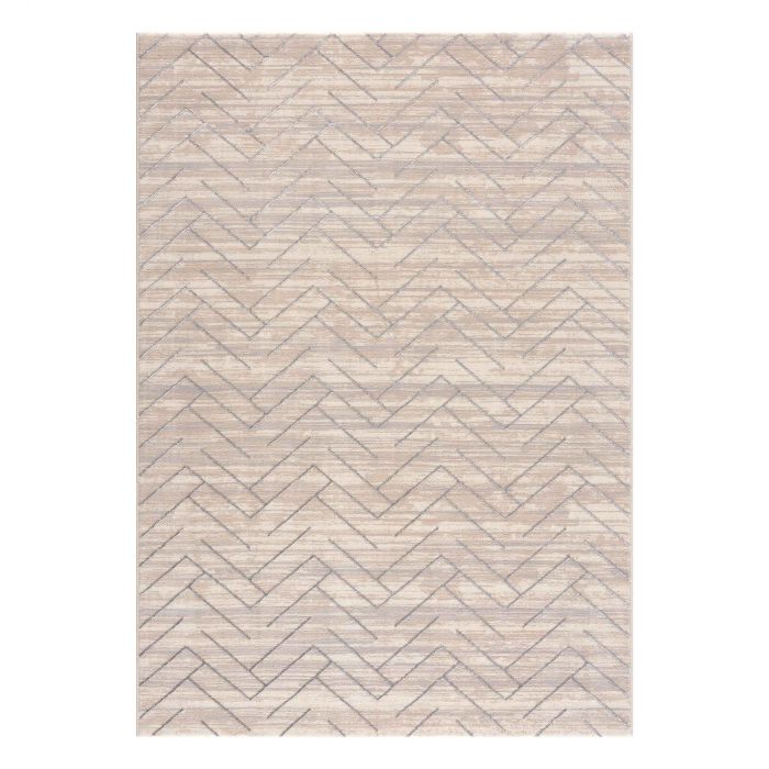 Designer Teppich Zick Zack Grau Beige LB802