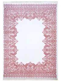 Vintage Rosa Barock Weiss Muster Teppich im Designer Acryl