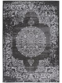 Waschbarer | Muster Flachgewebeteppich Orient Grau Vintage