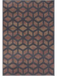 Kurzflor Teppich Braun Grau | Muster Waben Geometrisches