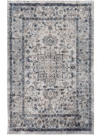 Vintage Teppich Grau Blau | Abstraktes Kurzflor Design