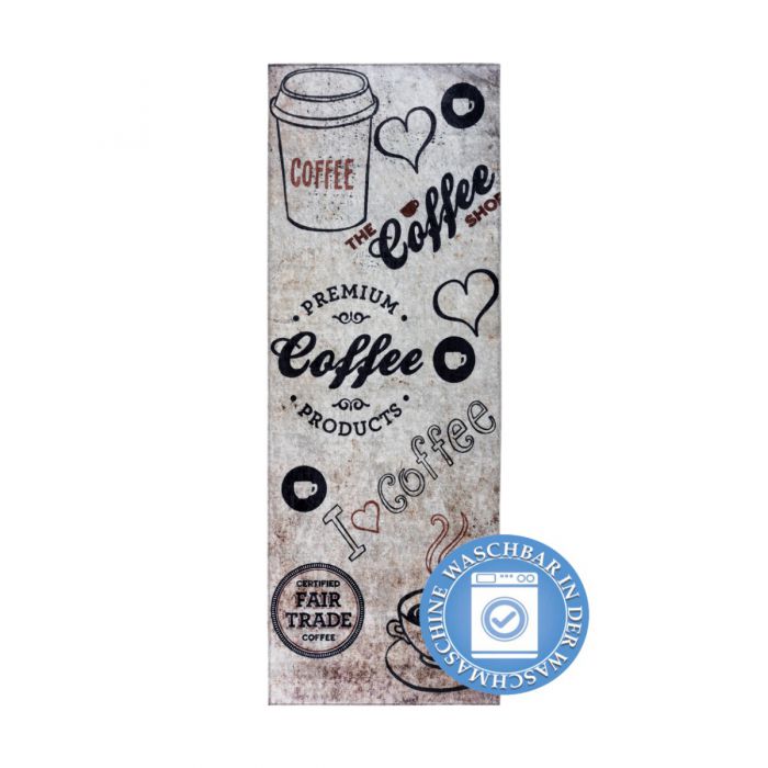 Teppich Küchenläufer Waschbar Kaffee Muster in 65x180 cm | MY3020