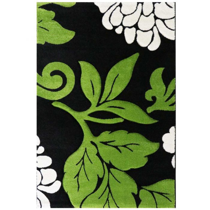 Kurzflor Wohnzimmerteppich Grün gecarvte florale Muster M906G