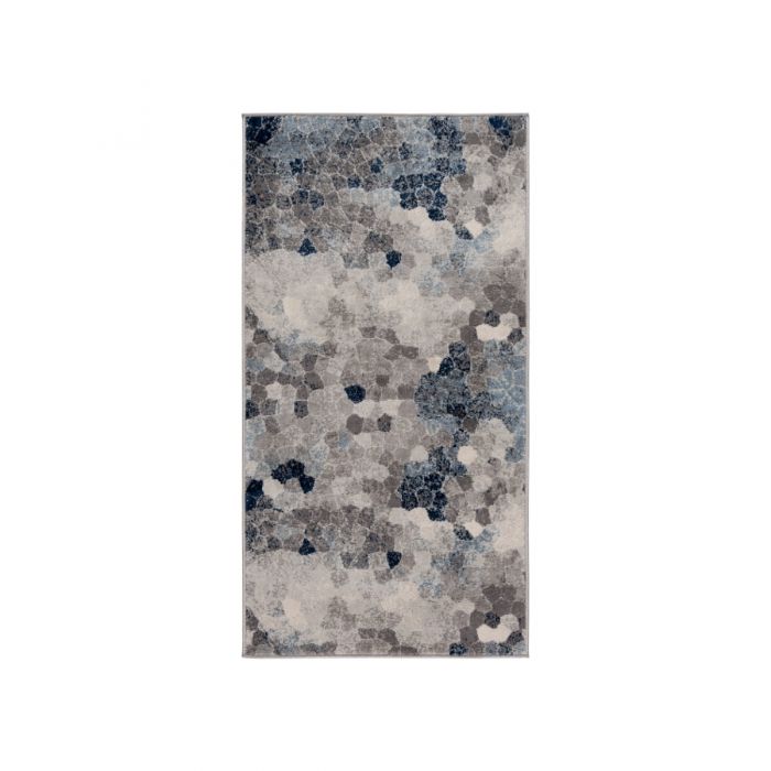 Moderner Kurzflor Teppich Blau Mozaik Steinmuster M3712M