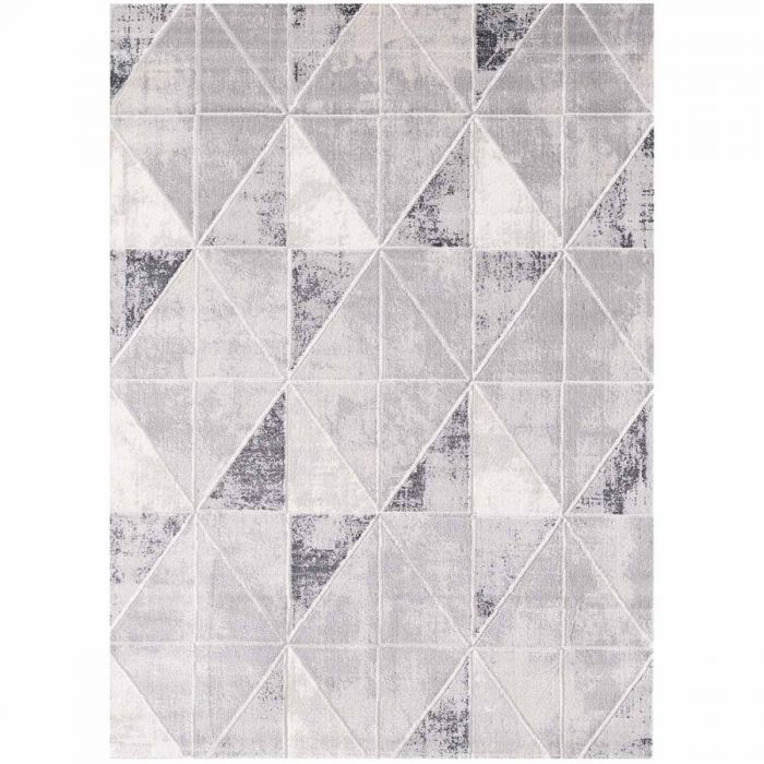 Moderner Teppich mit weichem Flor in Geo Muster Hell Grau M3212