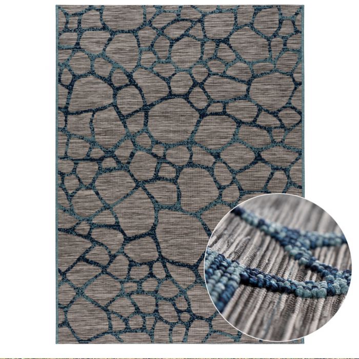 Outdoorteppich in Blau Grau mit 3D Struktur M3450