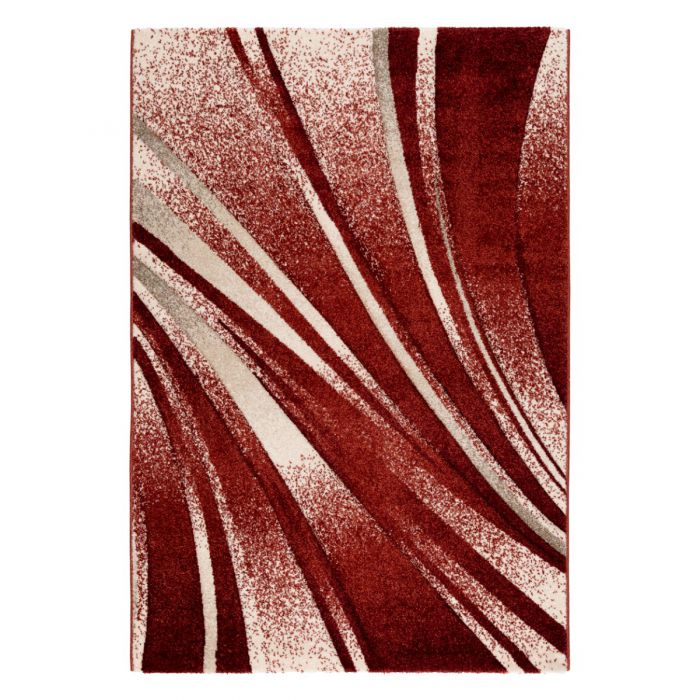 Teppich Kurzflor Rot Design Geometrische Konturen M7510
