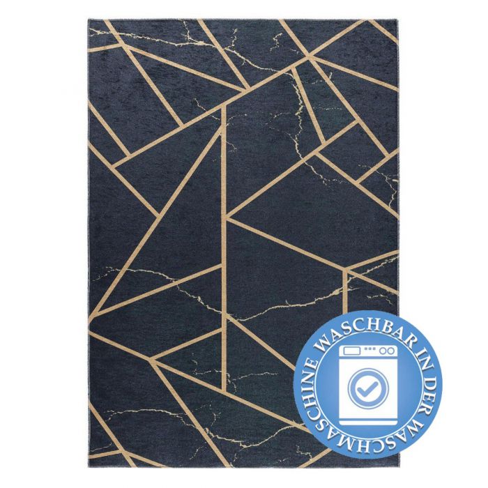 Waschbarer Teppich Antibakteriell Marine Blau Abstraktes Design 2990