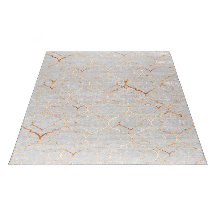 Waschbarer Teppich Premium Marokko Abstrakt Gold M8090