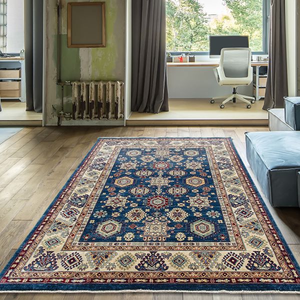 Orientteppich Blau | Orientalisches Muster als Seidenimitat