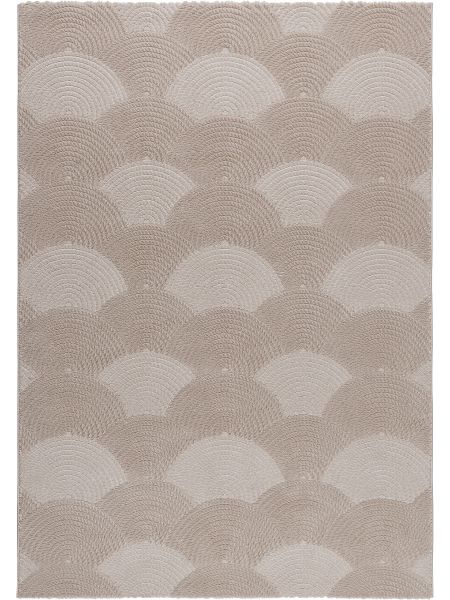 Kurzflor Teppich Beige | Designer Wellen Muster div. Größen