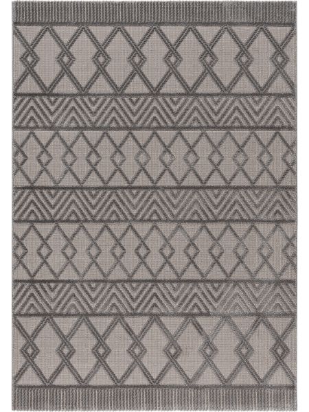 Kurzflor Teppich Grau | Geometrisches Skandinavisches Muster