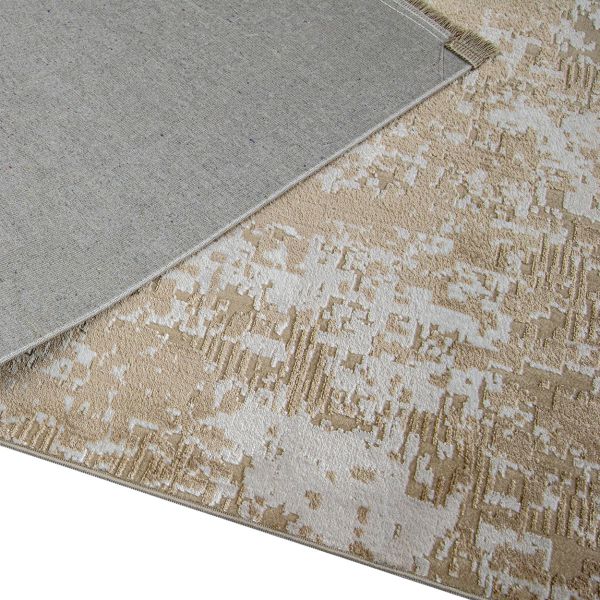Designer Teppich Waschbar Beige aus Acryl Polyester in div. Größ