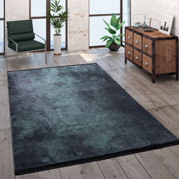 Waschbarer Teppich Grün aus | Polyester Einfarbig Meliert