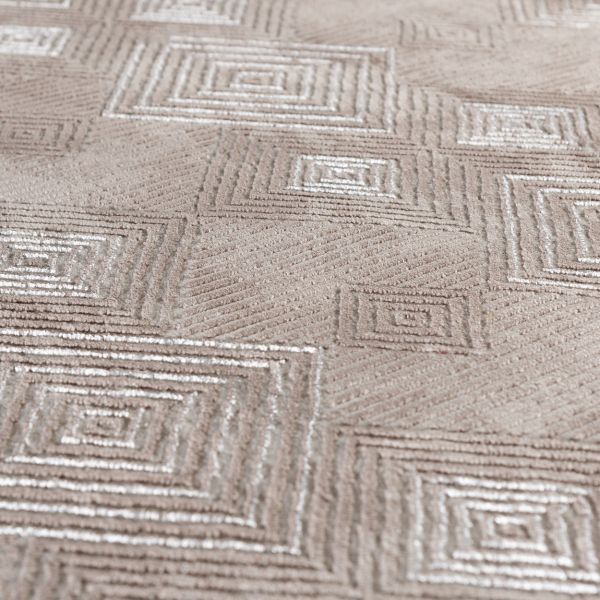 Kurzflor Abstraktes Muster | Beige Braun Teppich Größen vesch.