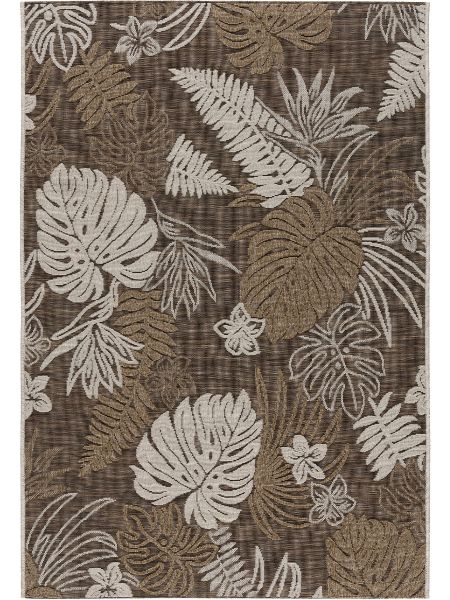 Outdoor-Teppich Braun | 3D Florales Muster 120x170 Blumen