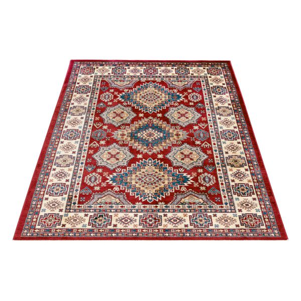 Orientteppich Rot Blau | Seidenimitat Orientalisches Muster