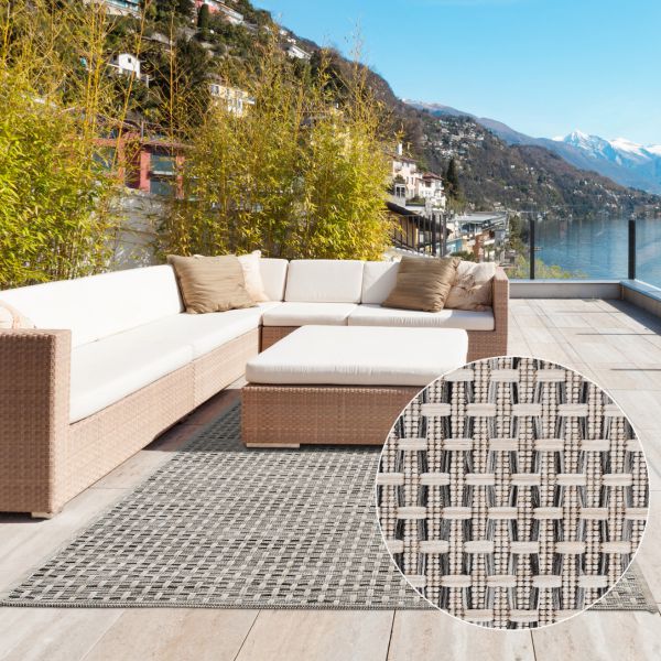 Outdoor Teppich Grau Natur für Innen und Außenbereich geeignet
