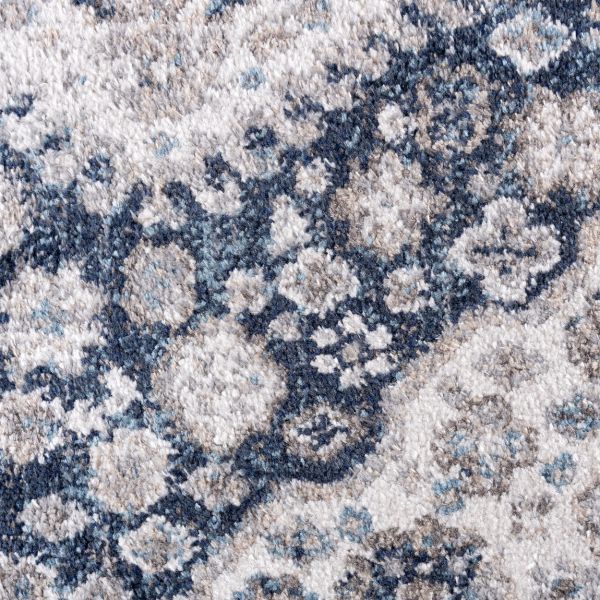 Vintage Teppich Blau im Orientalischem Muster als Kurzflorteppic