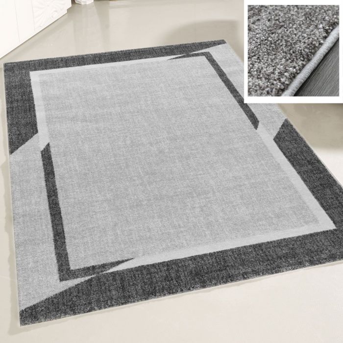 Teppichlaufer In Grau Mit Moderner Bordure 7430g 80x150